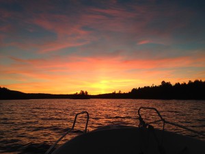 Vacker solnedgång efter fisket.